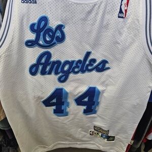JERRY WEST #44 Los Angeles Lakers Adidas Hardwood Classics White Jersey Mens XXL
